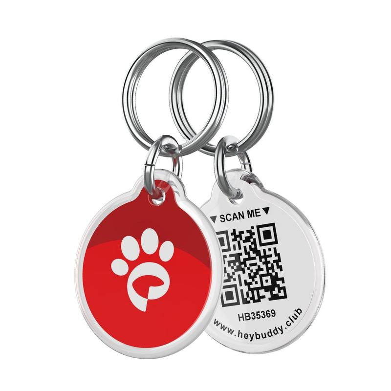 Red Tag - Heybuddy - QR Code Pet Tag - Scannable GPS Coordinates