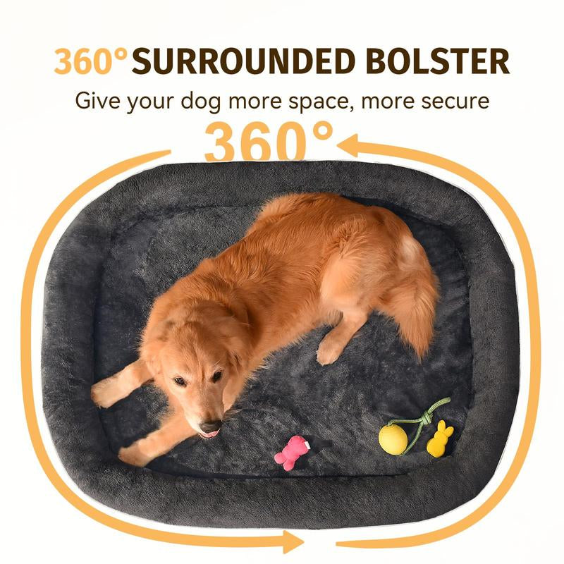 Dog Beds for Small Medium Large Dogs, Orthopedic Foam Dog Bed with Removable Washable Cover, Waterproof Pet Sofa with Removable Bolster, Pet Cushion with Anti-Slip Bottom, Super Soft Pet Mattress