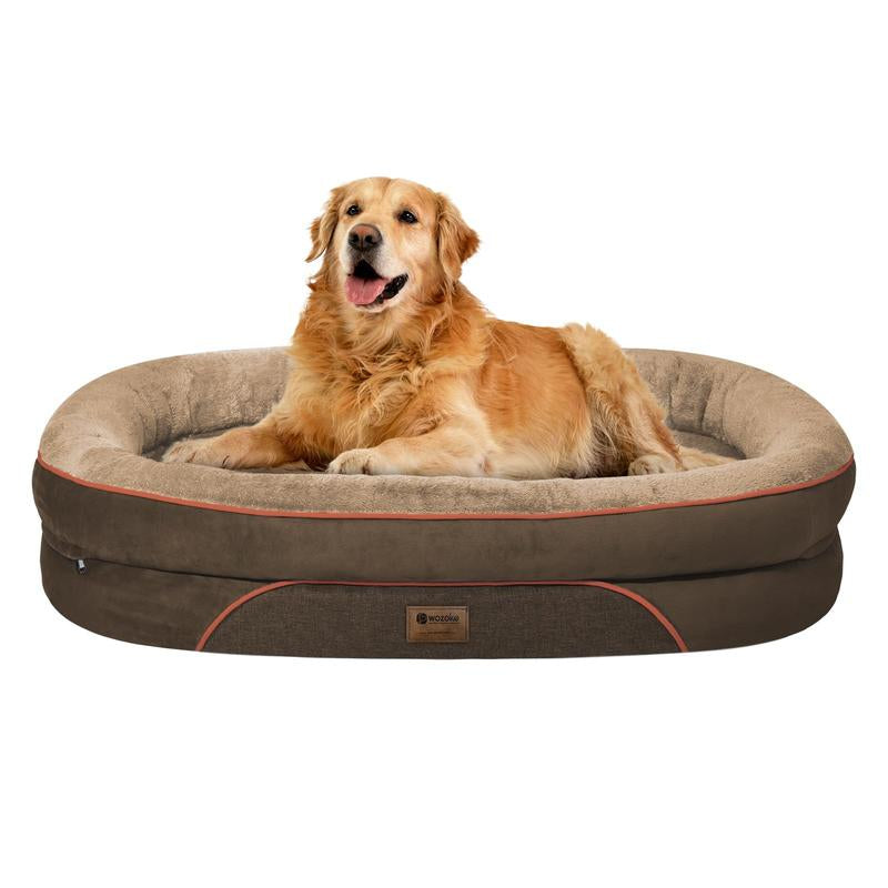 Dog Beds for Small Medium Large Dogs, Orthopedic Foam Dog Bed with Removable Washable Cover, Waterproof Pet Sofa with Removable Bolster, Pet Cushion with Anti-Slip Bottom, Super Soft Pet Mattress