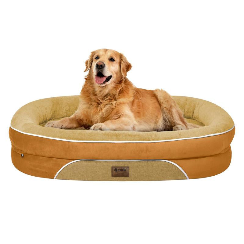 Dog Beds for Small Medium Large Dogs, Orthopedic Foam Dog Bed with Removable Washable Cover, Waterproof Pet Sofa with Removable Bolster, Pet Cushion with Anti-Slip Bottom, Super Soft Pet Mattress