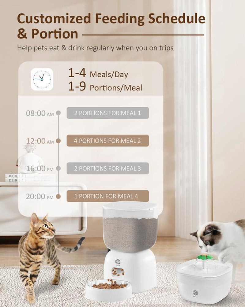 2In1 Pet Food and Water Automatic Dispenser,Large Capacity Pet Feeding Dispensers for Dogs and Cats.Automatic Feeder Witn Voice Recording