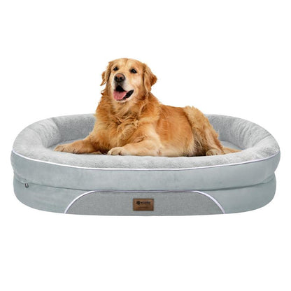 Dog Beds for Small Medium Large Dogs, Orthopedic Foam Dog Bed with Removable Washable Cover, Waterproof Pet Sofa with Removable Bolster, Pet Cushion with Anti-Slip Bottom, Super Soft Pet Mattress