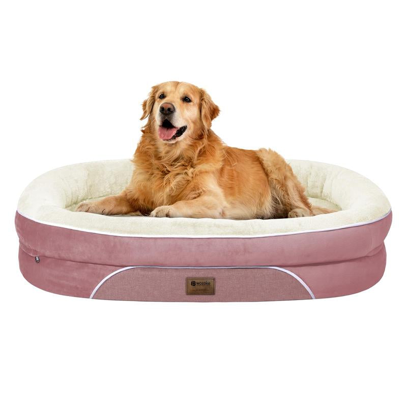 Dog Beds for Small Medium Large Dogs, Orthopedic Foam Dog Bed with Removable Washable Cover, Waterproof Pet Sofa with Removable Bolster, Pet Cushion with Anti-Slip Bottom, Super Soft Pet Mattress