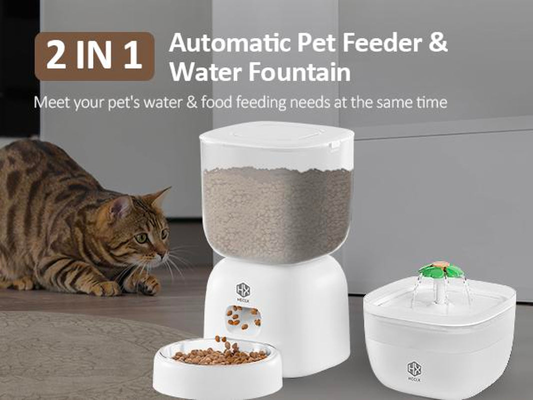 2In1 Pet Food and Water Automatic Dispenser,Large Capacity Pet Feeding Dispensers for Dogs and Cats.Automatic Feeder Witn Voice Recording