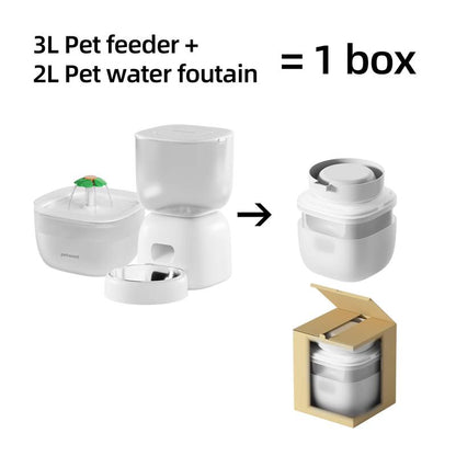 2In1 Pet Food and Water Automatic Dispenser,Large Capacity Pet Feeding Dispensers for Dogs and Cats.Automatic Feeder Witn Voice Recording