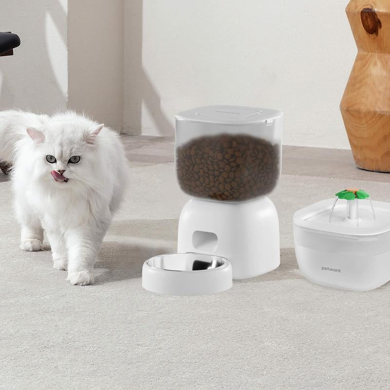 2In1 Pet Food and Water Automatic Dispenser,Large Capacity Pet Feeding Dispensers for Dogs and Cats.Automatic Feeder Witn Voice Recording