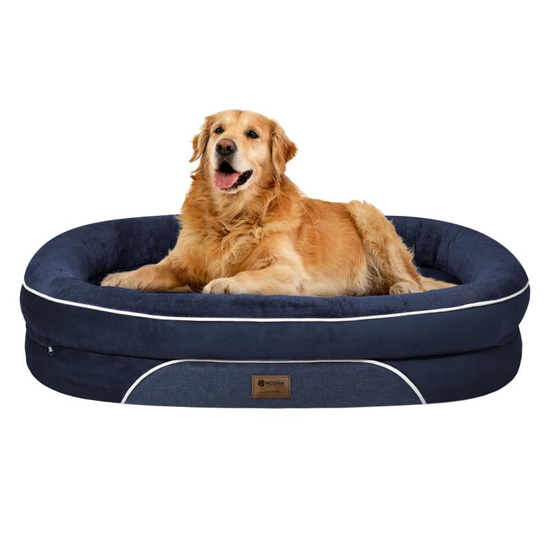 Dog Beds for Small Medium Large Dogs, Orthopedic Foam Dog Bed with Removable Washable Cover, Waterproof Pet Sofa with Removable Bolster, Pet Cushion with Anti-Slip Bottom, Super Soft Pet Mattress