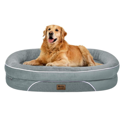 Dog Beds for Small Medium Large Dogs, Orthopedic Foam Dog Bed with Removable Washable Cover, Waterproof Pet Sofa with Removable Bolster, Pet Cushion with Anti-Slip Bottom, Super Soft Pet Mattress