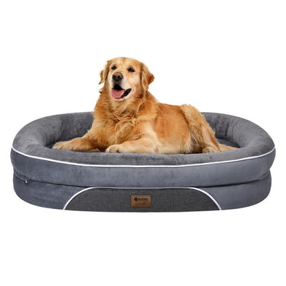 Dog Beds for Small Medium Large Dogs, Orthopedic Foam Dog Bed with Removable Washable Cover, Waterproof Pet Sofa with Removable Bolster, Pet Cushion with Anti-Slip Bottom, Super Soft Pet Mattress